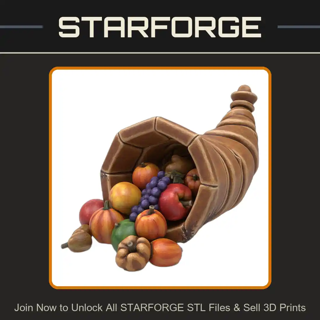 Thanksgiving Decor Overflowing Cornucopia with Apples and Pears Display - 3D Printable STL File