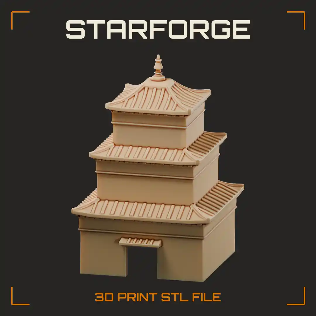 Three Tier Tibetan Pagoda Pet Hide with Tiled Roofs Spire and Arched Doorway