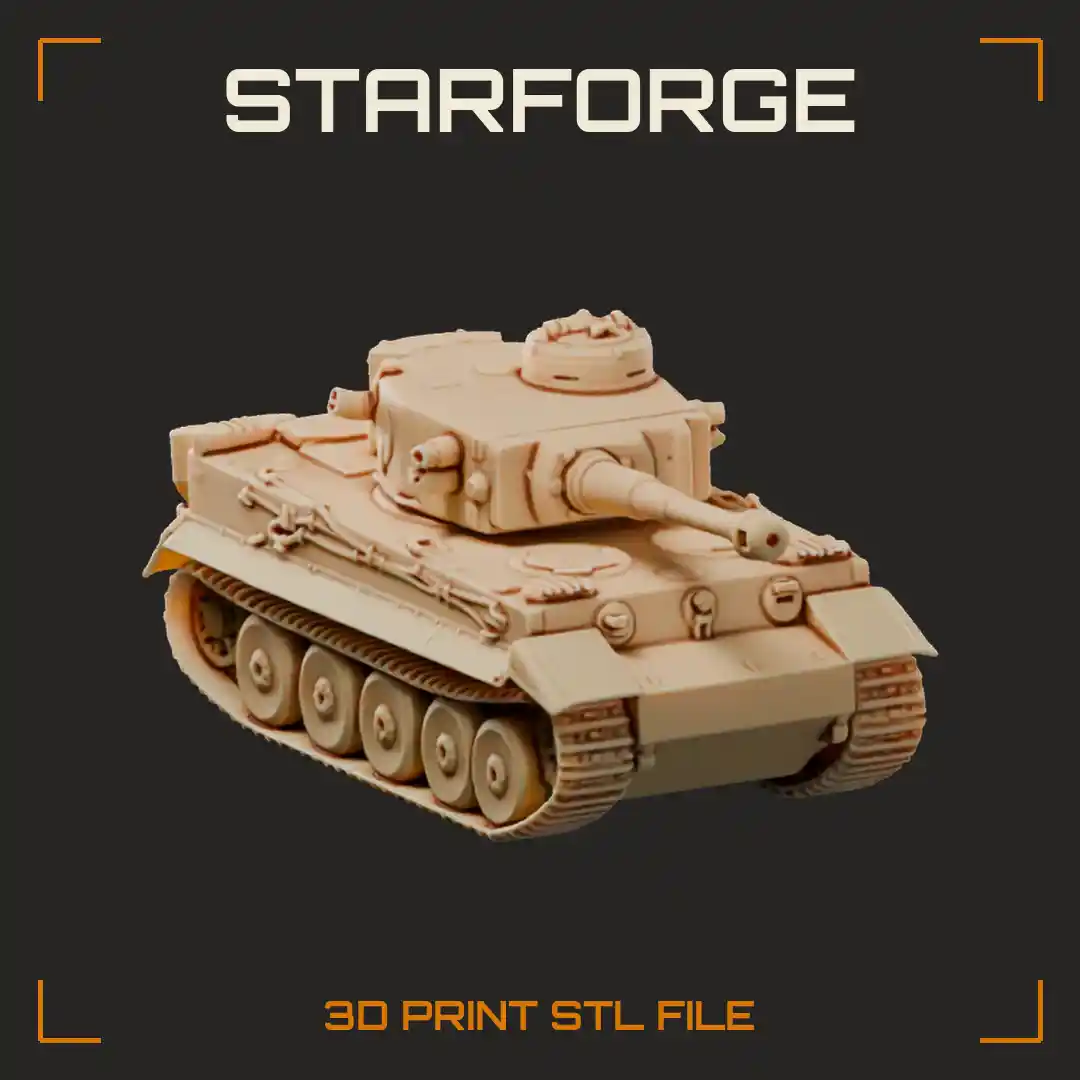 Tiger I WW2 Heavy Tank with 88mm Gun Box Turret Interleaved Road Wheels and Tracks