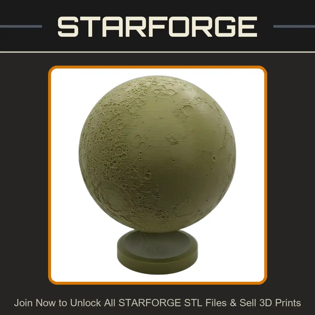 Topographic Lunar Moon Surface Relief Craters Celestial Globe Astronomy Sphere Stand - 3D Printable STL File
