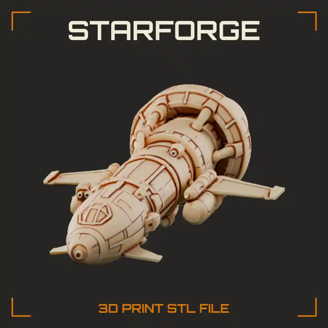Torch Ship With Fusion Drive Radiator Fins Long Spine And Crew Ring