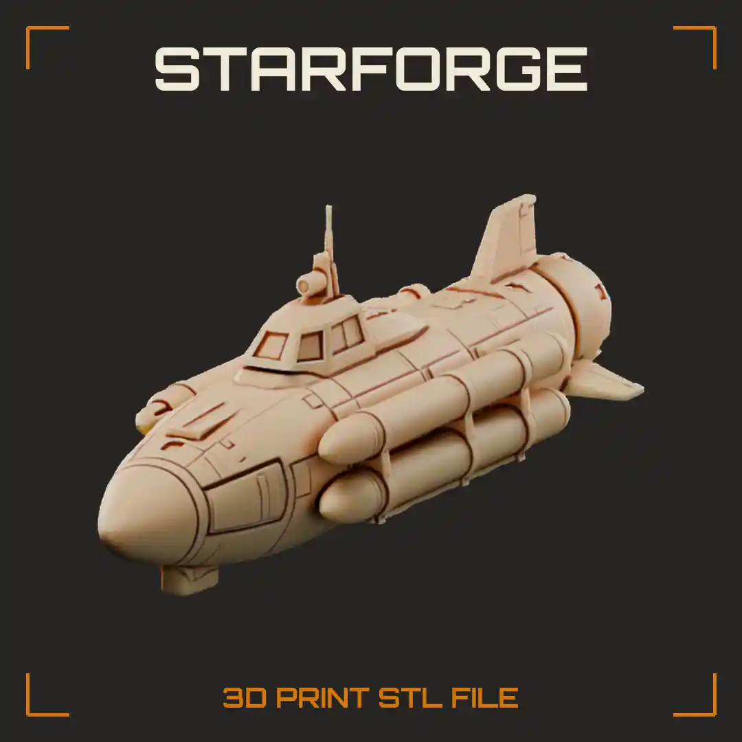 Torpedo Boat Spaceship With Torpedo Tubes Narrow Hull And Twin Engines