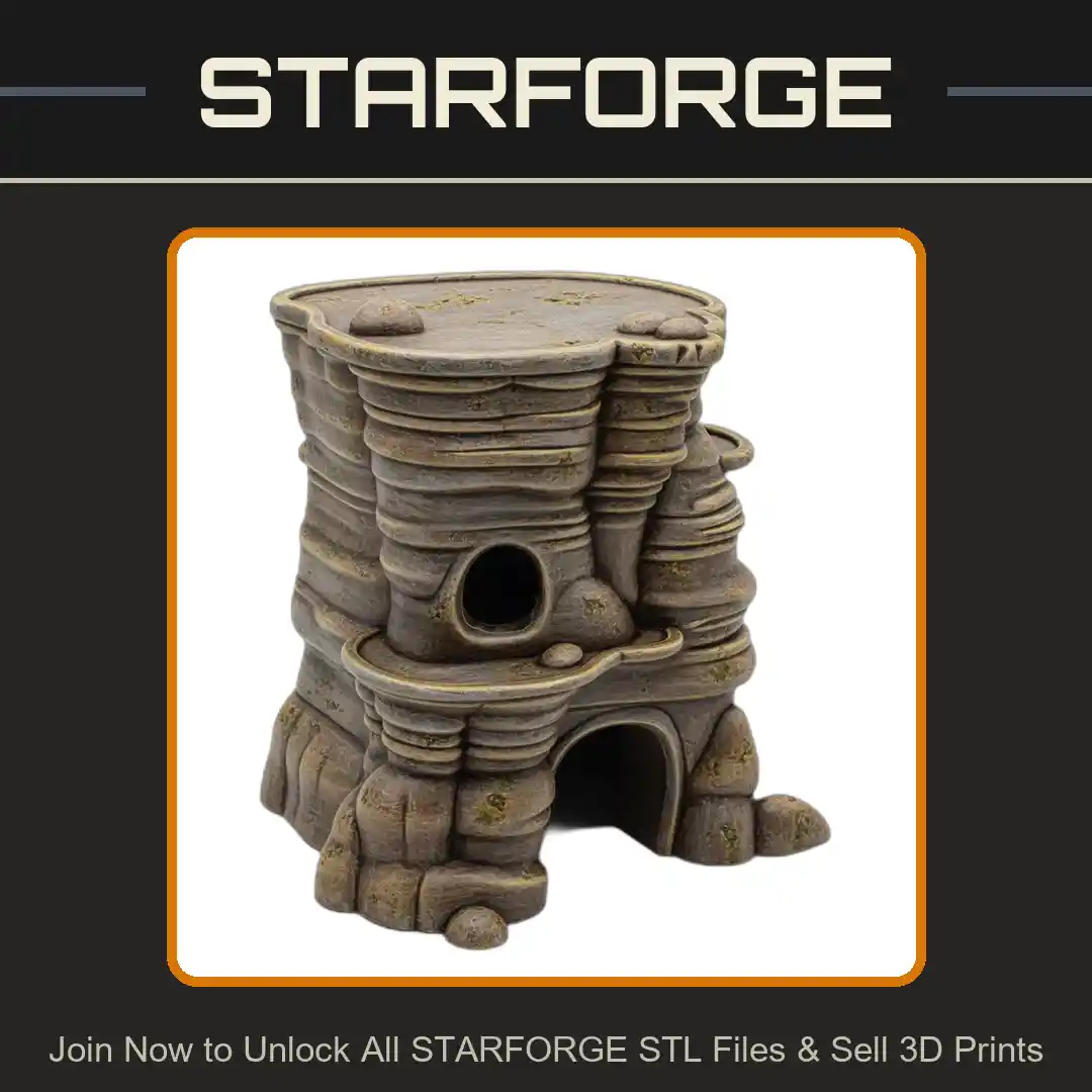 Towering Stone Cave Entrance Rounded Openings Layered Rock Formation Reptile Fish Tank - 3D Printable STL File