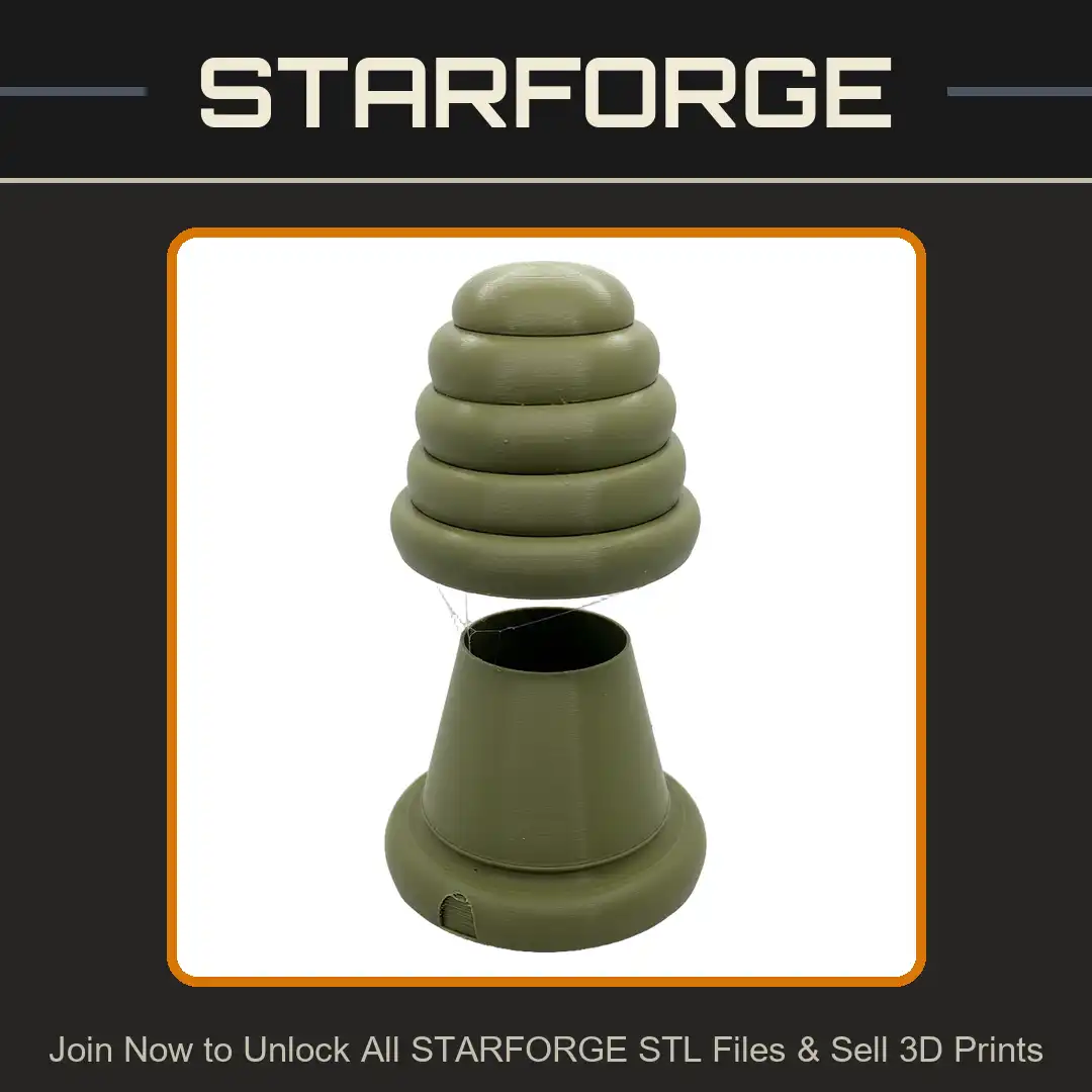 Traditional Straw Garden Honey Beehive Skep Ribbed Tiered Dome Arched Doorway Apiary - 3D Printable STL File