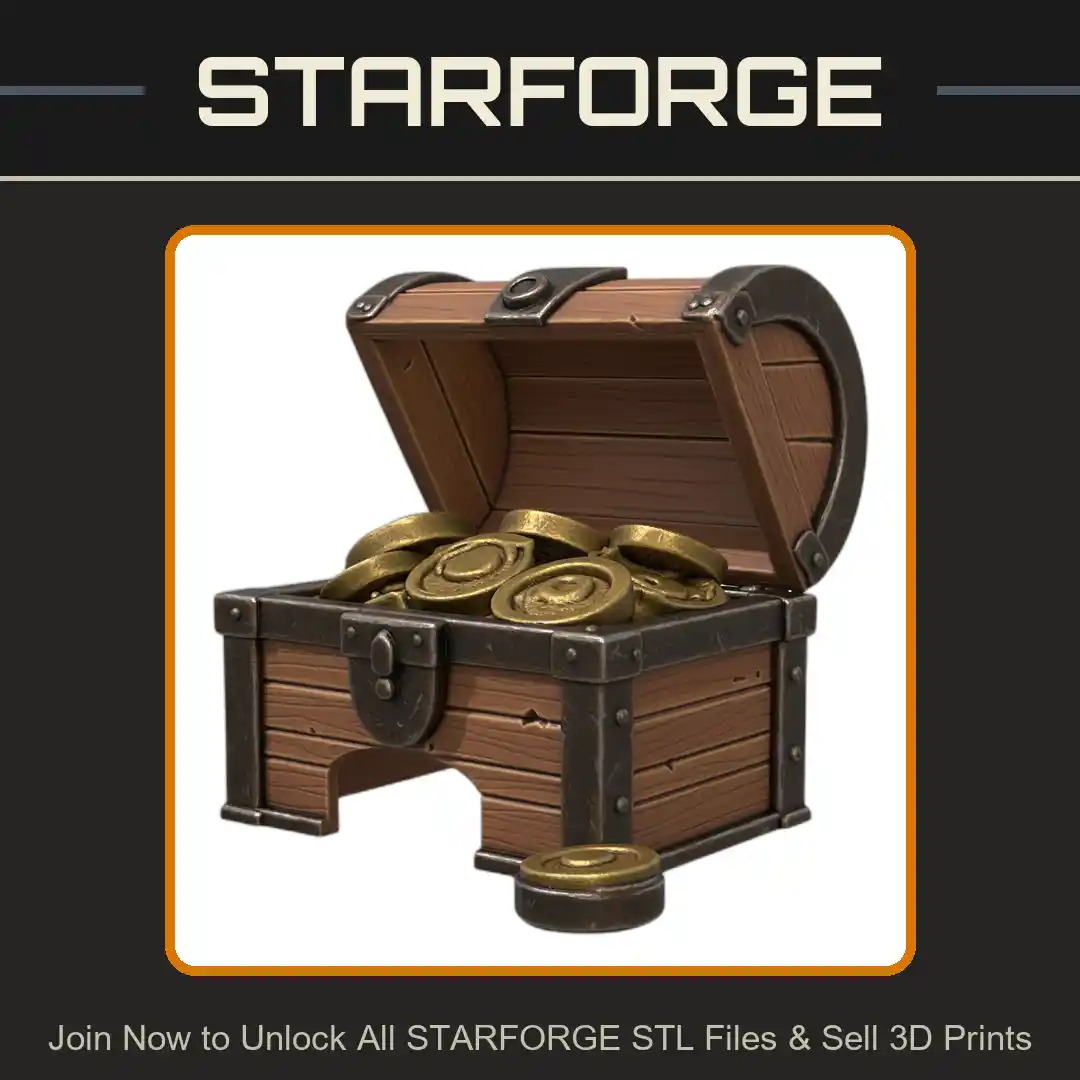 Treasure Chest Replica with Lid and Decorative Coins for Display or Play - 3D Printable STL File