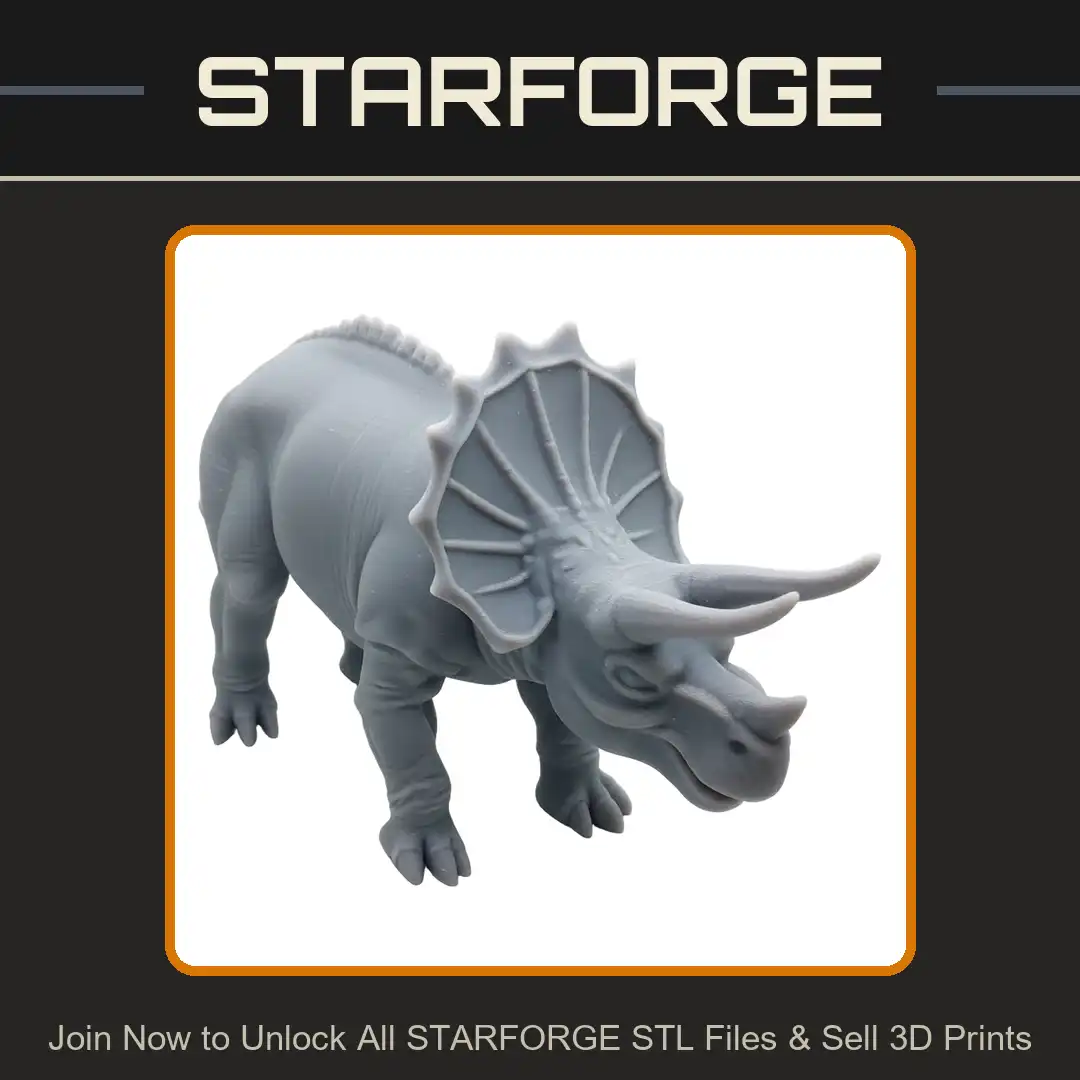 Triceratops Dinosaur Ceratopsian Three Horned Bony Frill Spinal Spikes Beak Prehistoric - 3D Printable STL File