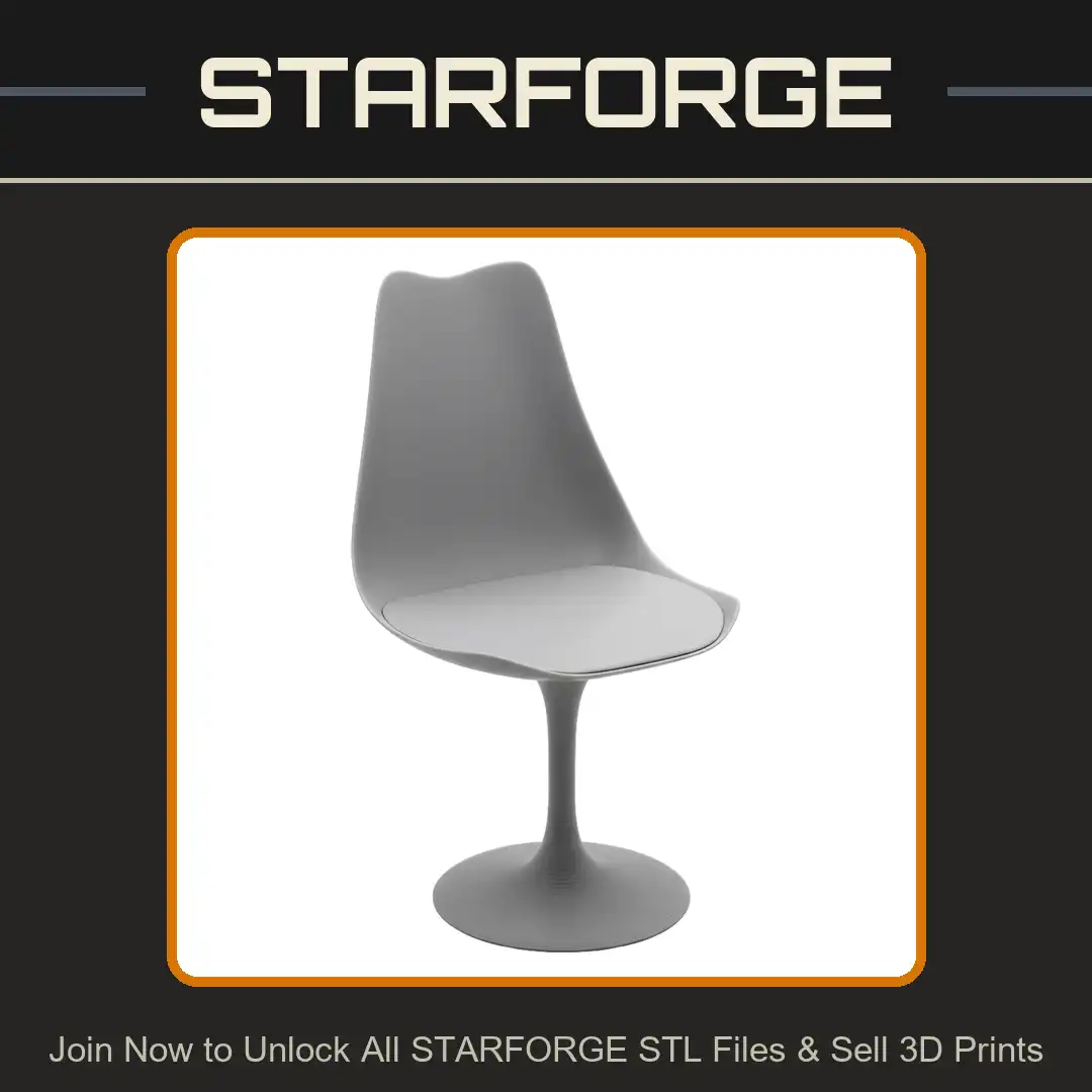 Tulip Pedestal Chair Mid Century Modern Space Age Curved Back Circular Base Padded Seat Cushion - 3D Printable STL File