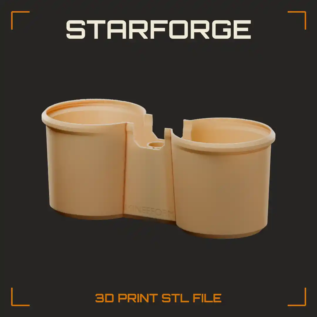 Twin Round Pots Joined by Central Spine with Rim Lip and Drainage Holes