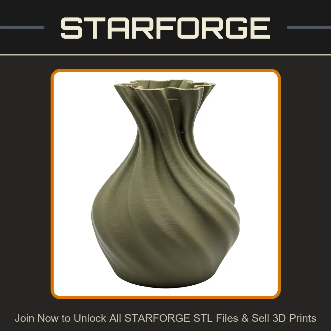 Twisted Spiral Fluted Vase Ribbed Modern Minimalist Sculptural Wavy Vessel Planter - 3D Printable STL File