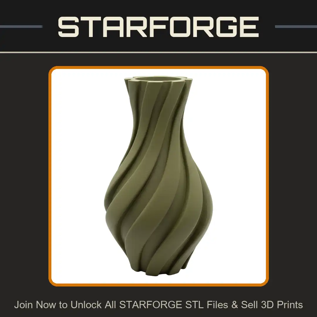Twisted Spiral Vase Ribbed Helical Planter Modern Sculptural Vessel Swirl Fluted - 3D Printable STL File