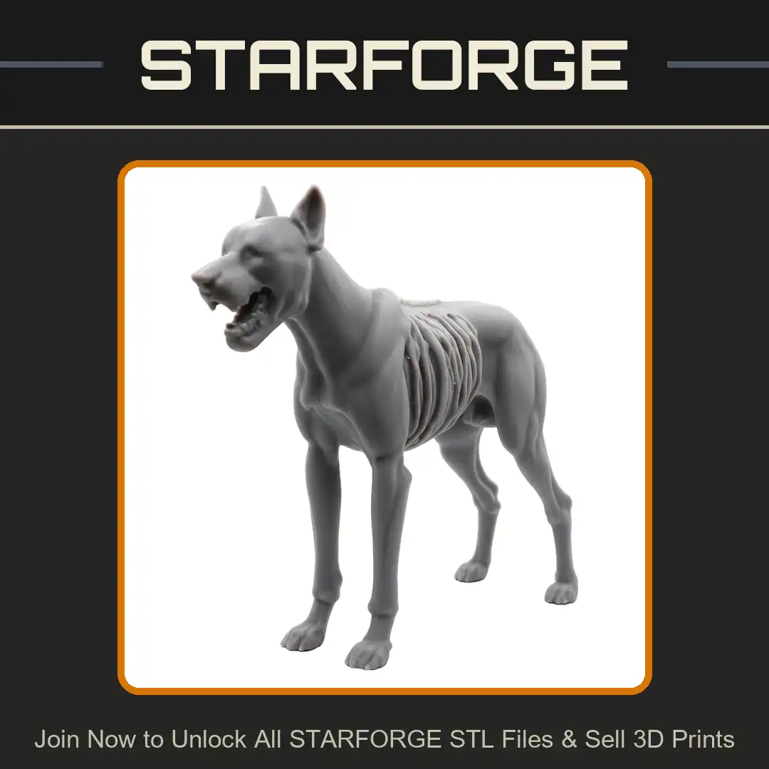 Undead Great Dane Zombie Dog Skeletal Ribs Snarling Hound Decaying Doberman Monster - 3D Printable STL File