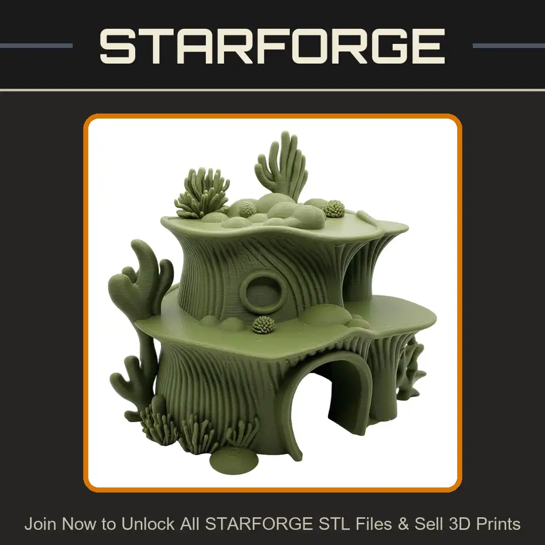 Undersea Coral House Two Story Arched Doorway Porthole Window Brain Coral Sea Fan Anemone - 3D Printable STL File