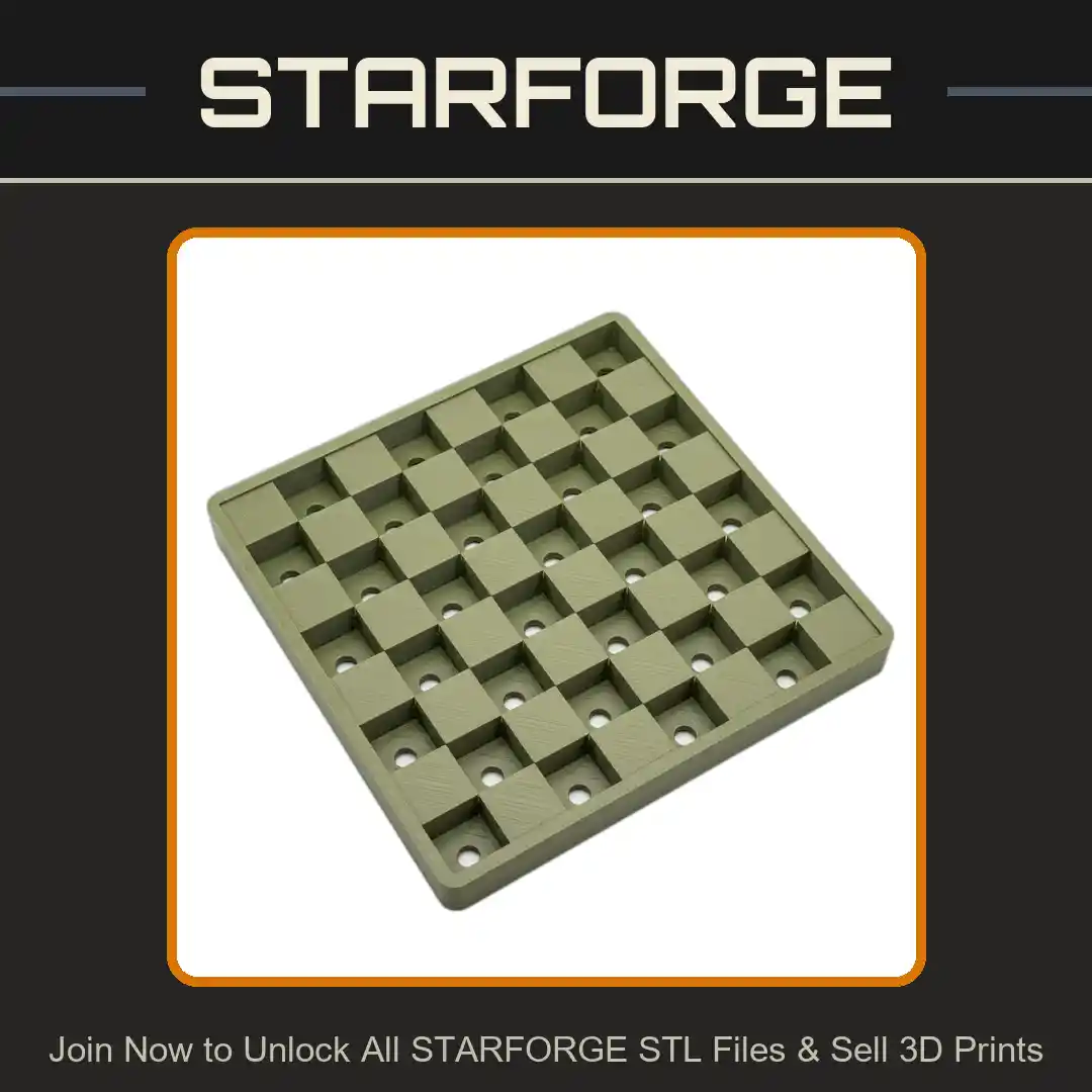 Unique Moss Chess Board with Alternating Moss-Filled Squares for Garden or Home - 3D Printable STL File