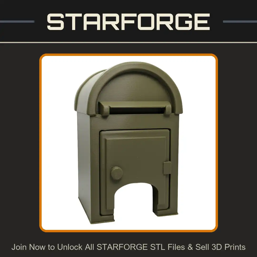 US Style Street Mailbox Postbox Letterbox Domed Mail Slot Flap Door Knob Arched Base - 3D Printable STL File