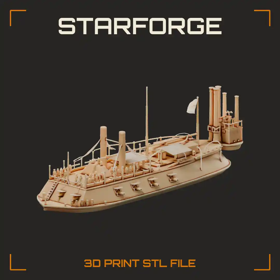 USS Cairo Civil War River Ironclad Gunboat with Sloped Casemate Twin Funnels and Gun Ports