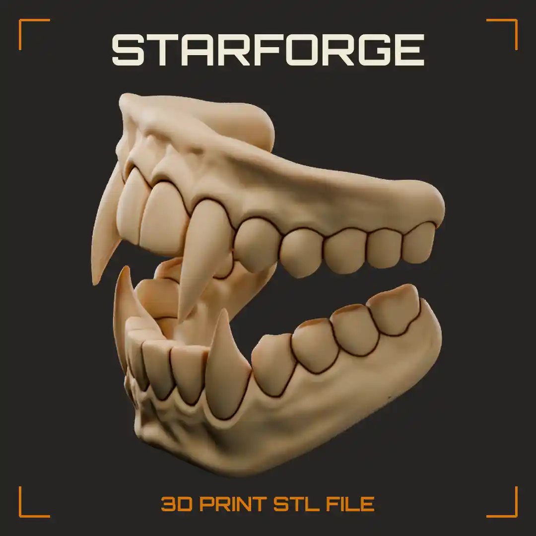 Vampire Fangs Denture with Long Pointed Canines Gums Incisors and Molars