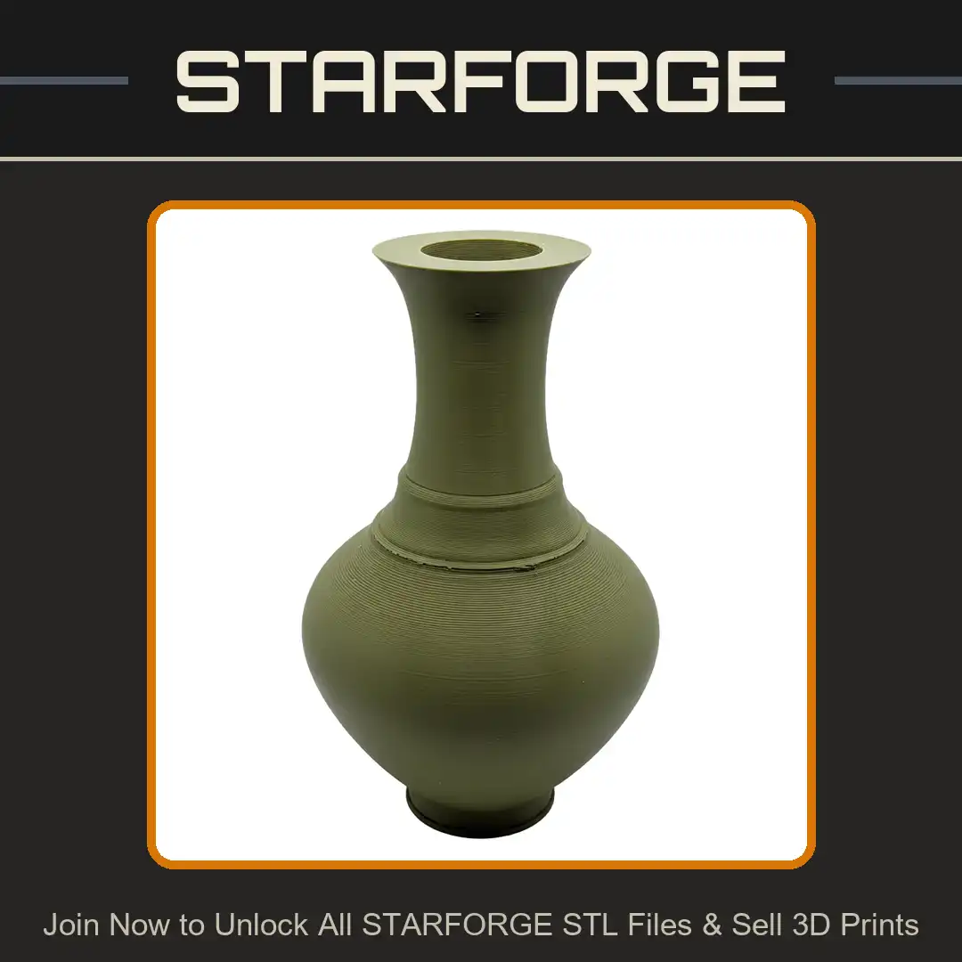 Vase Jar Vessel Urn Pottery Ceramic Baluster Flared Rim Ribbed Shoulder Bulbous Body Base - 3D Printable STL File