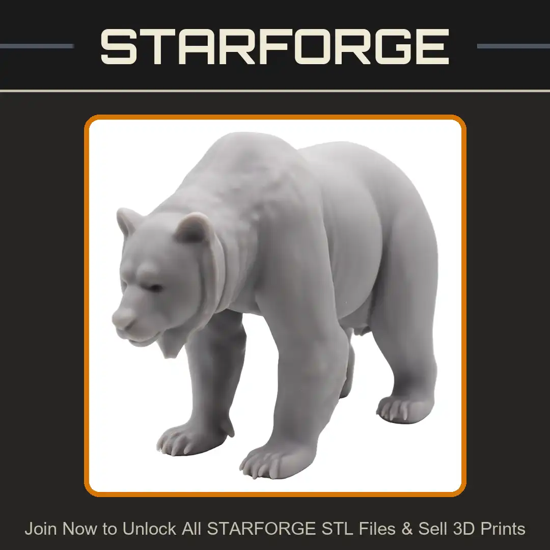 Walking Grizzly Brown Bear Kodiak Prowling Muscular Shoulder Hump Cave Predator - 3D Printable STL File