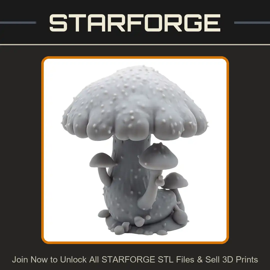 Warty Amanita Muscaria Mushroom Cluster Scalloped Cap Bumpy Toadstool Spotted Fungi - 3D Printable STL File