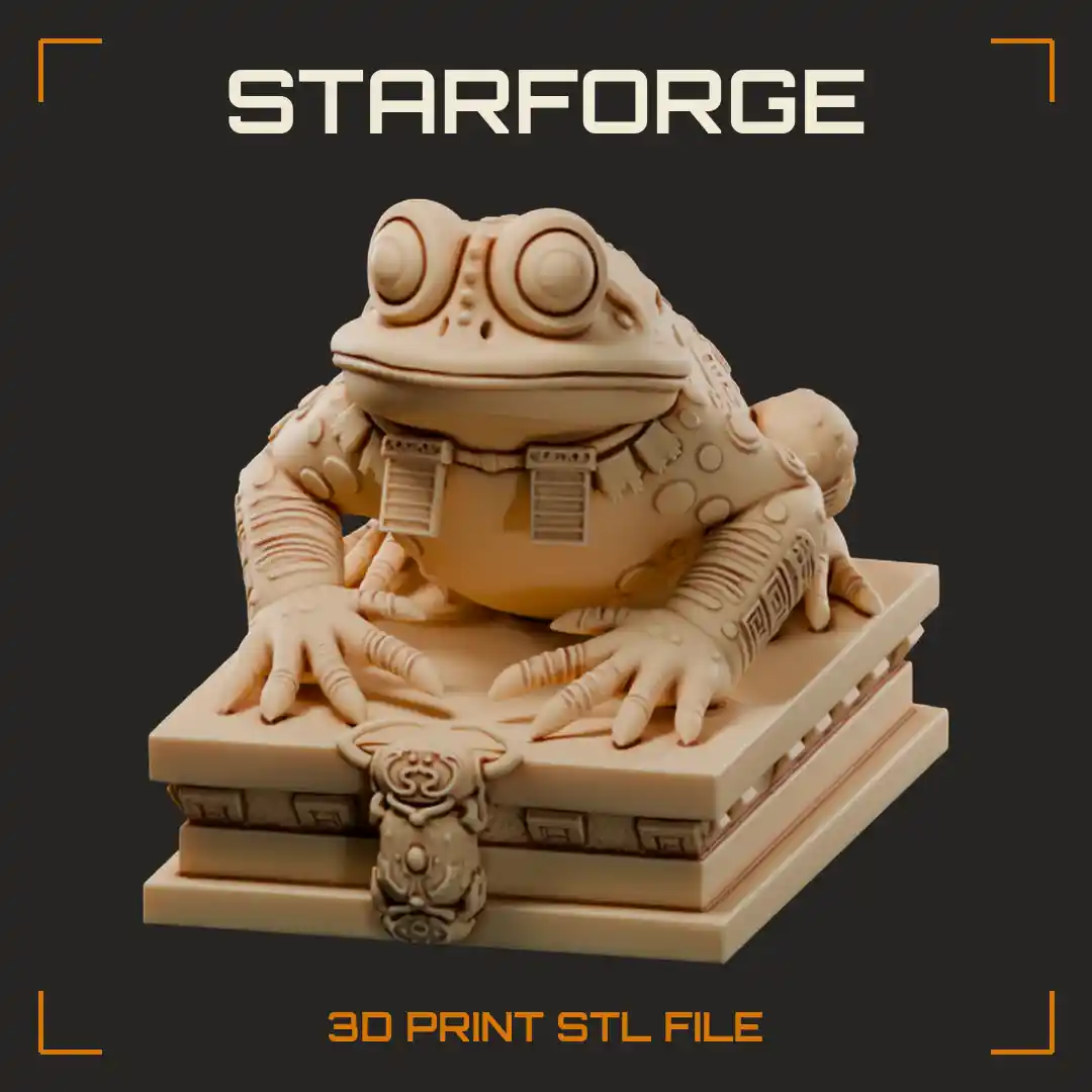 Warty Tomb Toad with Hieroglyph Carvings on Plinth with Scarab Amulet