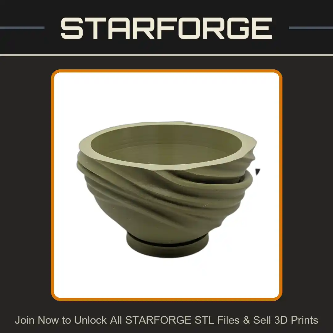 Wavy Textured Bowl Shape Spiral Design Matte Finish Planter Plant Pot - 3D Printable STL File