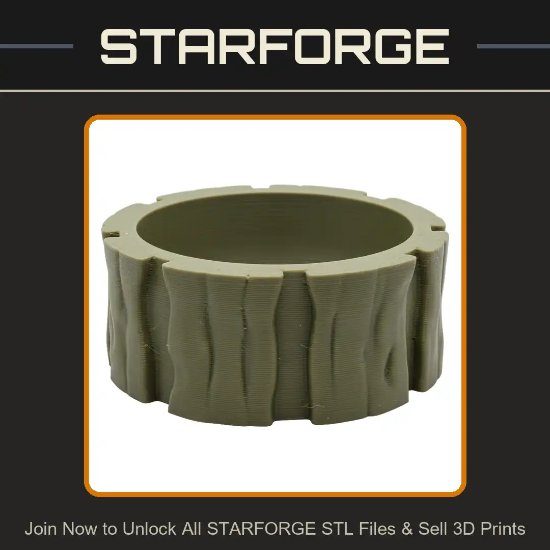 Weathered Bark Textured Wood Tree Stump Hollowed Log Section Stylized Forest Planter - 3D Printable STL File