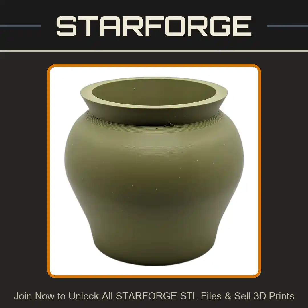 Wide Rimmed Ceramic Style Planter with Smooth Curved Design Vase Mode - 3D Printable STL File