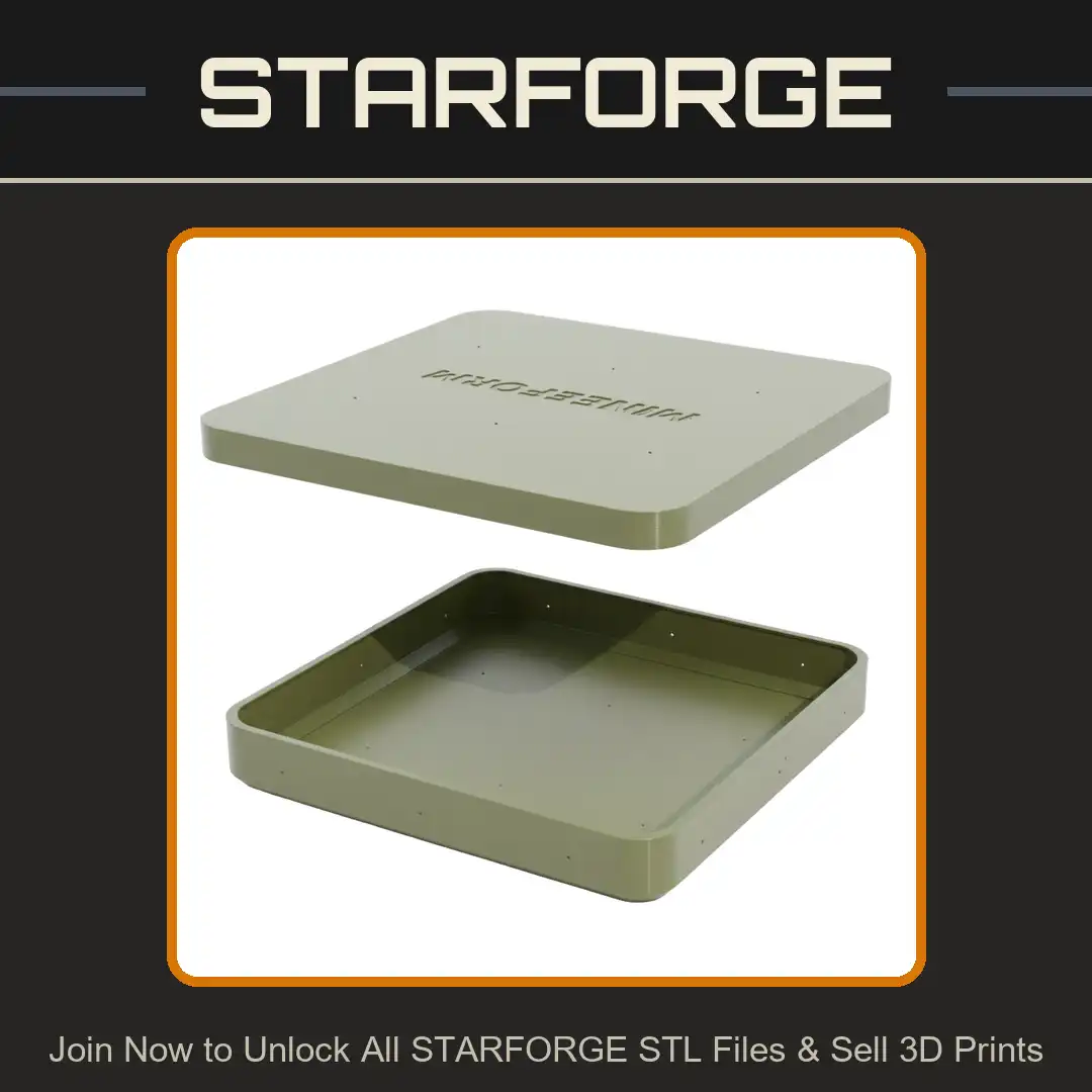 Wineform Square Shallow Box Case Rounded Corners Ribbed Texture Embossed Lid Tray - 3D Printable STL File