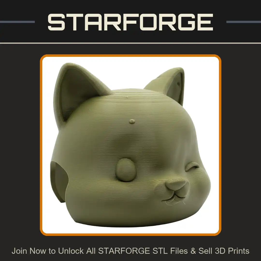 Winking Kitsune Fox Cat Shiba Neko Mask Head Chibi Kawaii Pointed Ears Puffy Cheeks - 3D Printable STL File