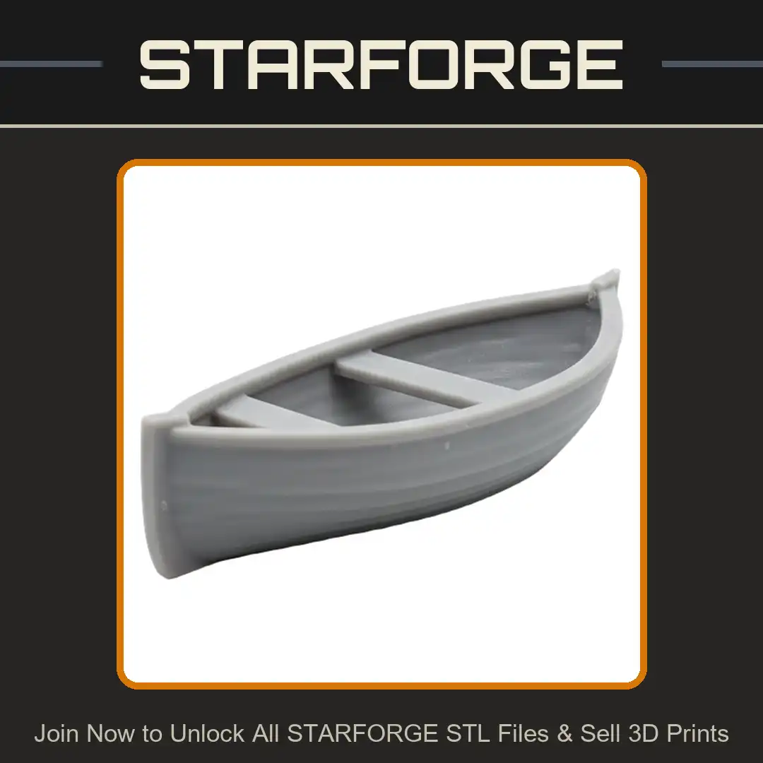 Wooden Canoe Rowboat Lapstrake Clinker Boat Double Ended Skiff Fishing Lake Bench - 3D Printable STL File