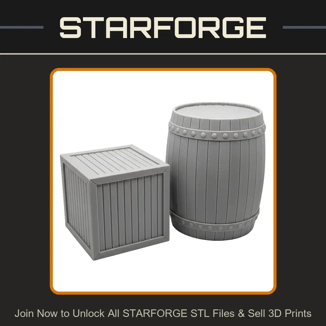 Wooden Crate Barrel Cargo Storage Box Rivets Bands Hoops Slats Planks Cask Staves Lid - 3D Printable STL File