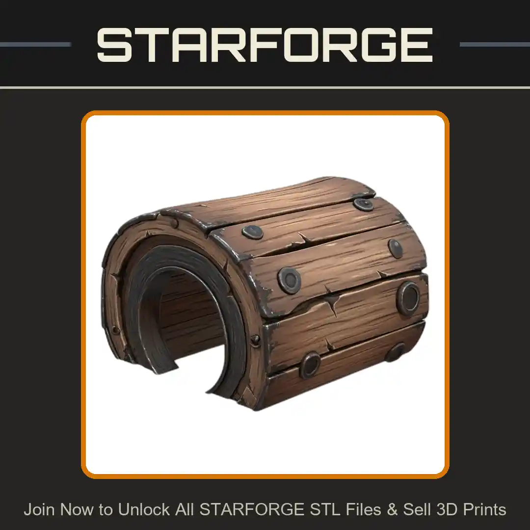 Wooden Log Tunnel Hideaway for Small Pets and Reptiles - 3D Printable STL File