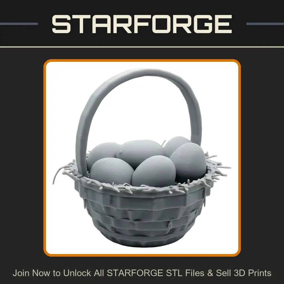 Woven Wicker Basket Arched Handle Easter Chicken Eggs Nest Straw Twigs Rustic Farmhouse - 3D Printable STL File