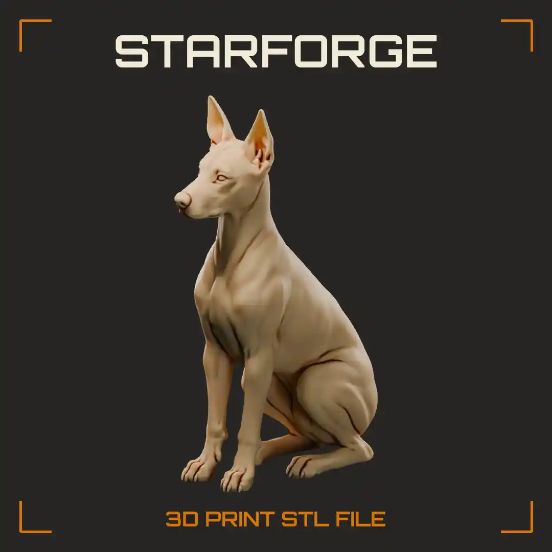 Xolo Dog Figurine Sitting with Hairless Body Upright Ears Long Neck and Tail