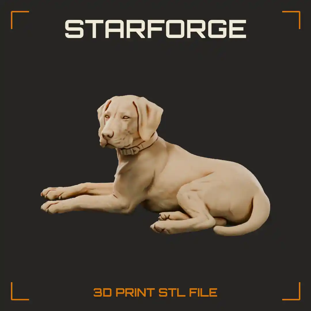 Young English Pointer Lying with Patched Short Coat Drop Ears Long Forelegs and Tapering Tail - 3D Printable STL File